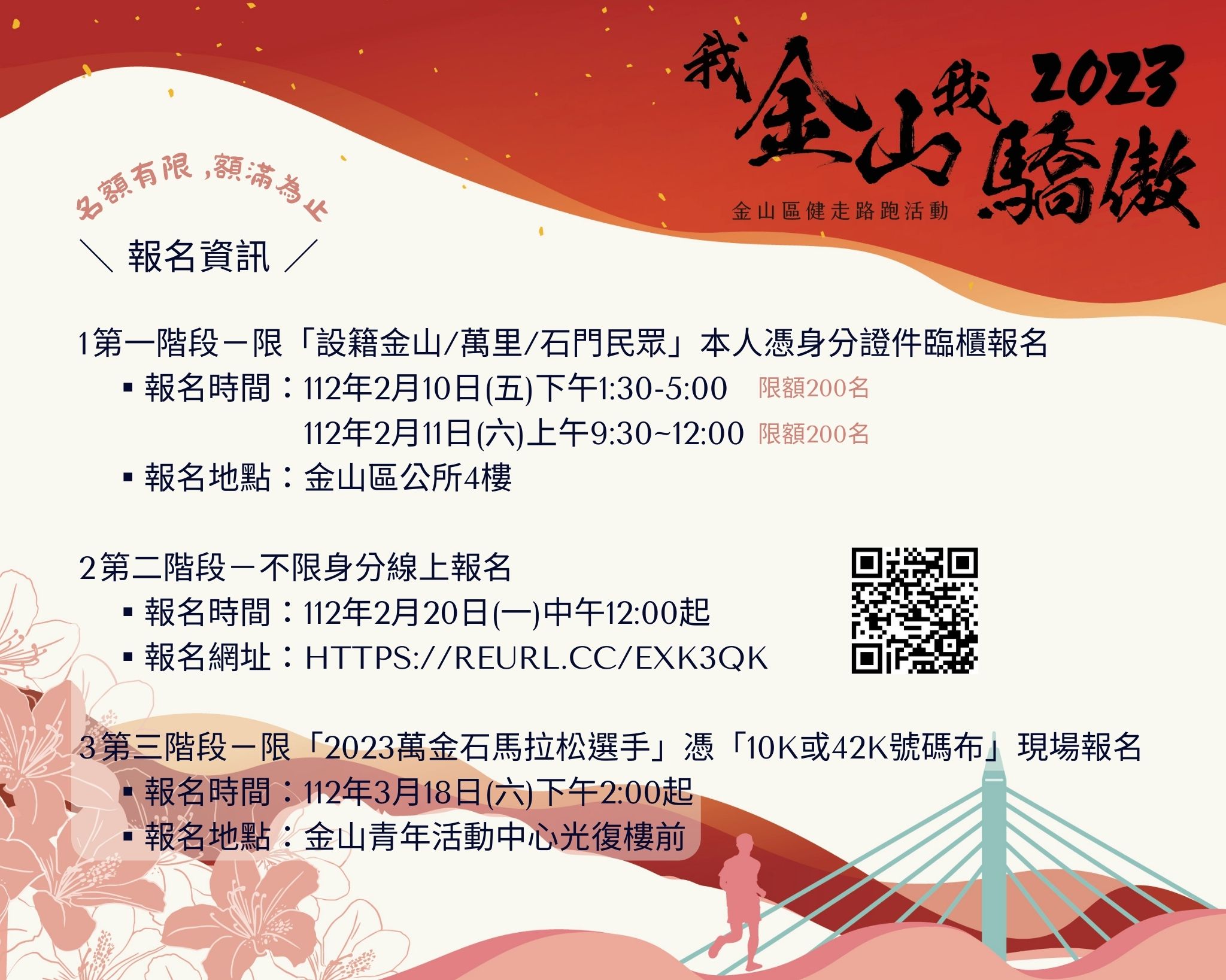 2023我金山我驕傲健走路跑三階段報名資訊